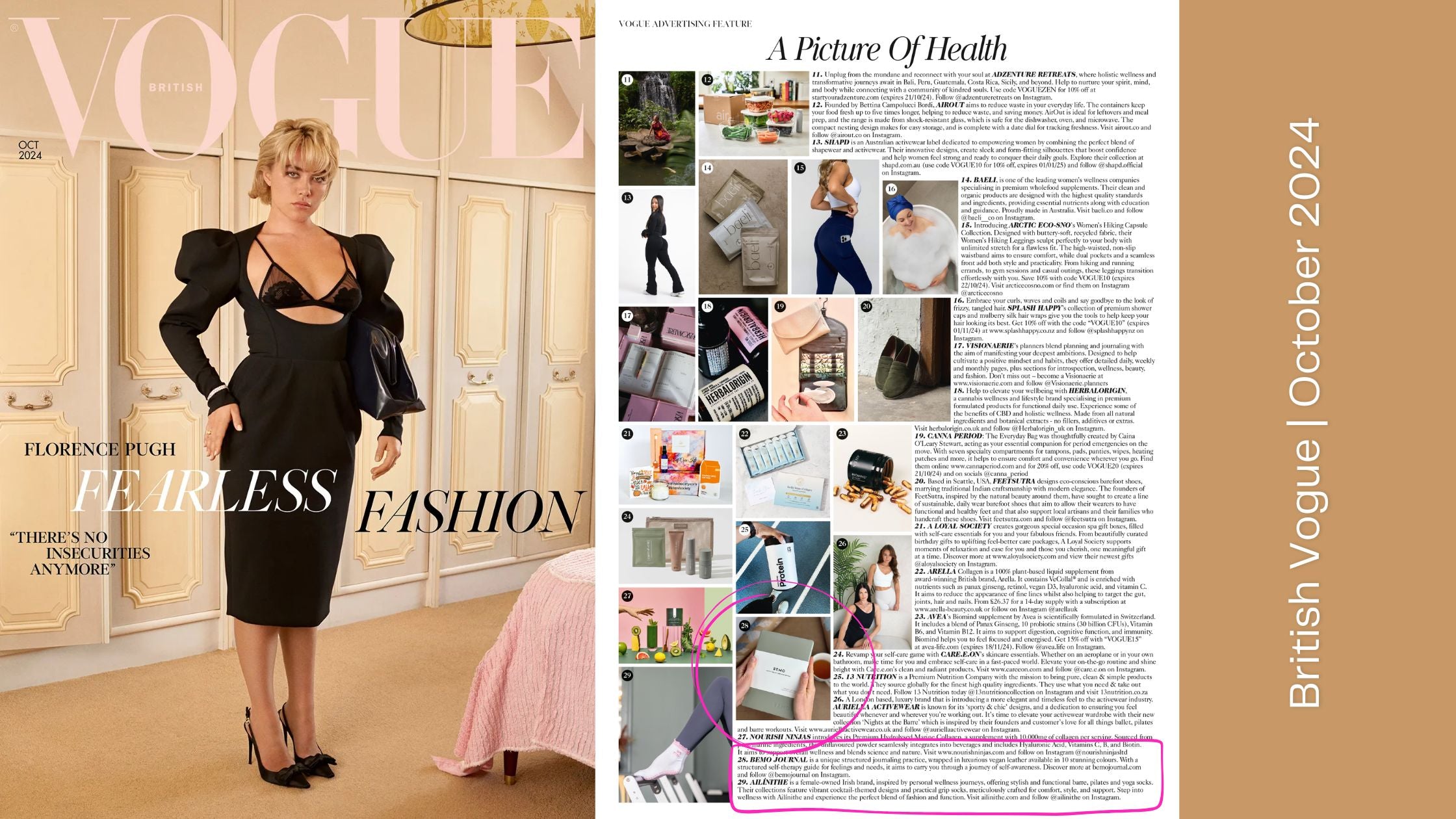 BeMo Journal Named as a Top Recommendation for Wellness Brand by British Vogue | October 2024 Issue