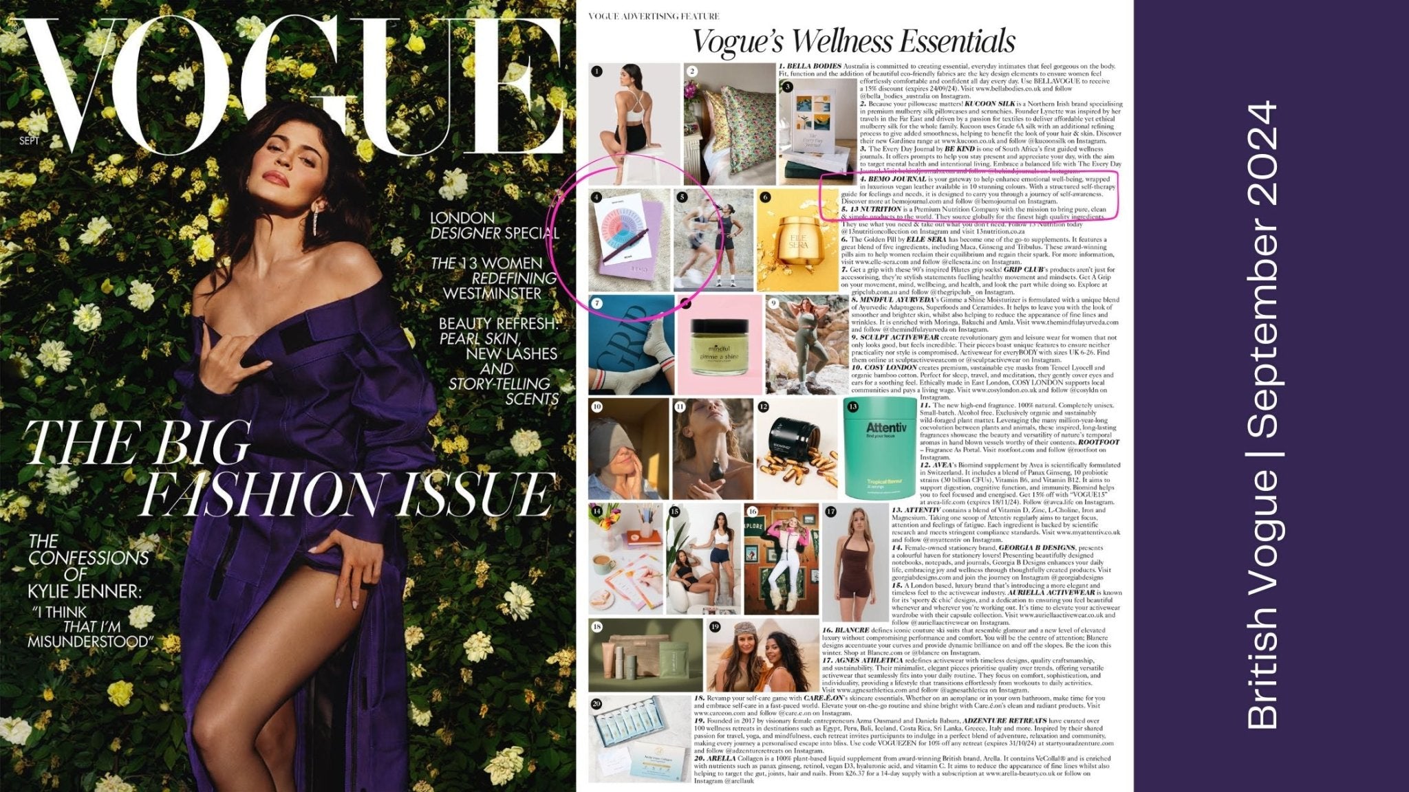 BeMo Journal Named as a Top Recommendation for Wellness Essentials by British Vogue | September 2024 Issue - BeMo