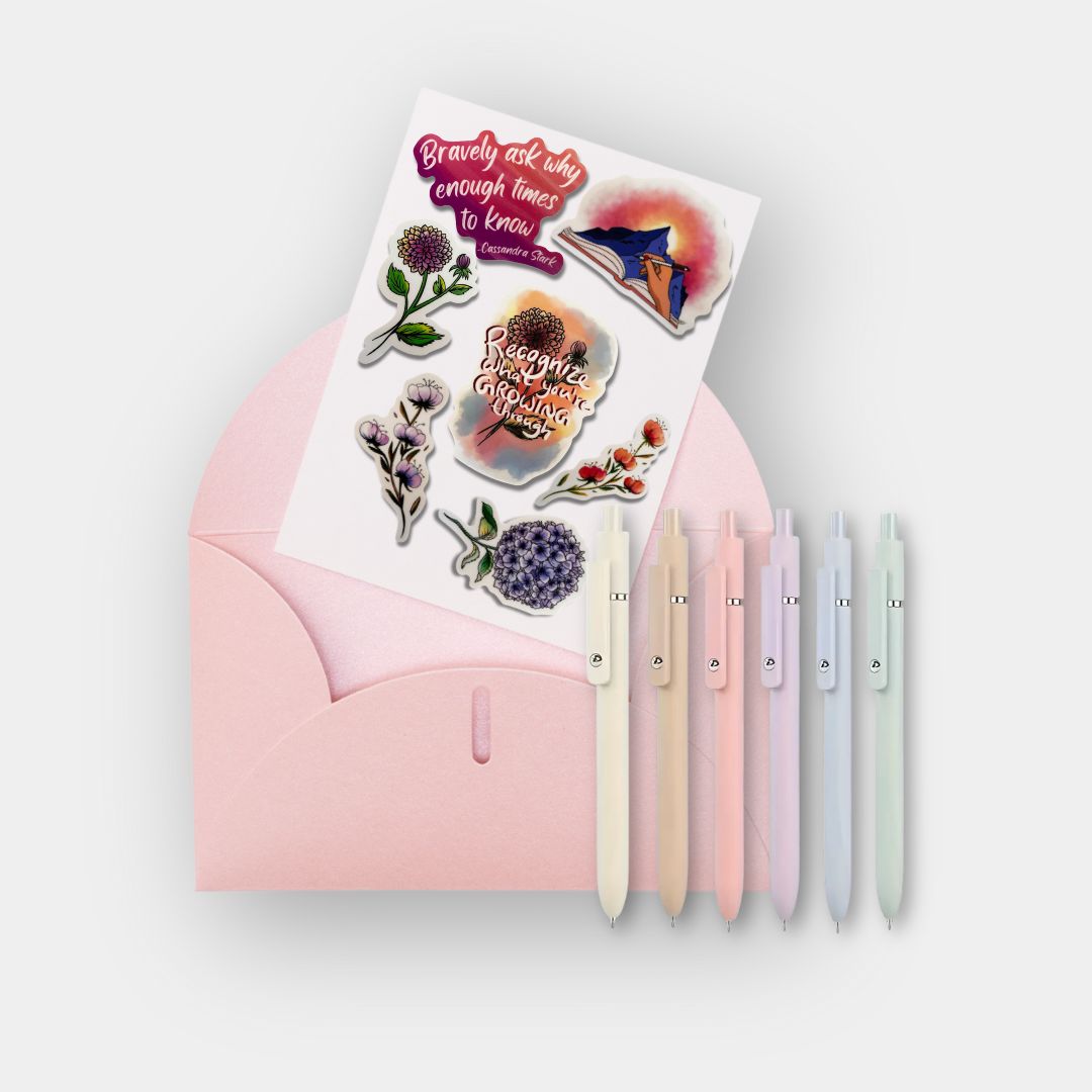 Bemo Pc Sticker BeMo Bloom & Reflect Set | Growth Stickers + Earth-Tone Pastel Pen Pac