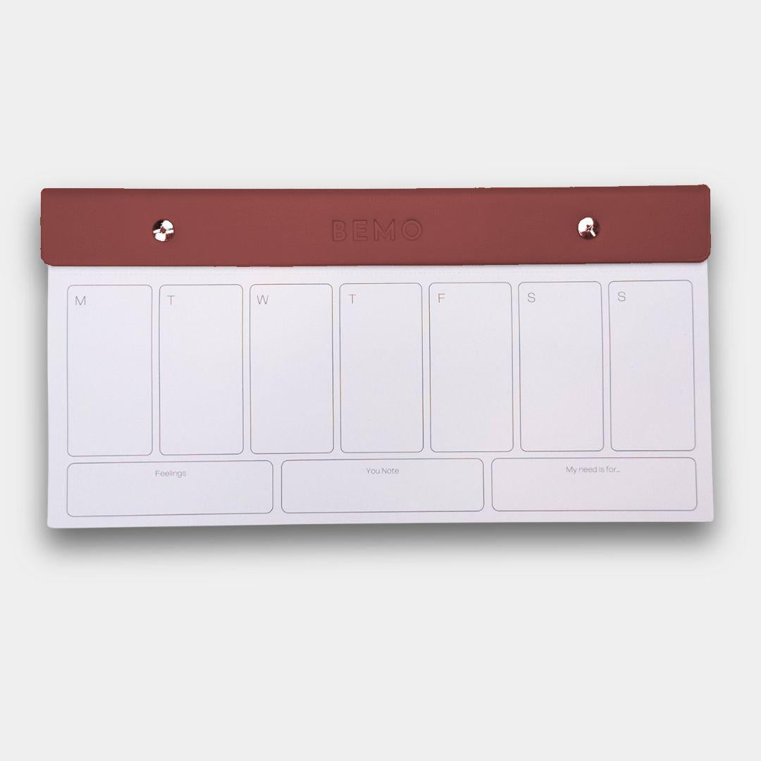 Warm Mahogany Red Weekly BeMo Balance Notepad